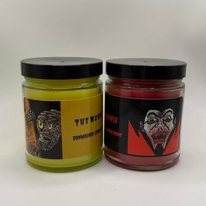 2 Handmade Candles Of Dracula And The Mummy Bundle. Fantasy And Horror. Decor.